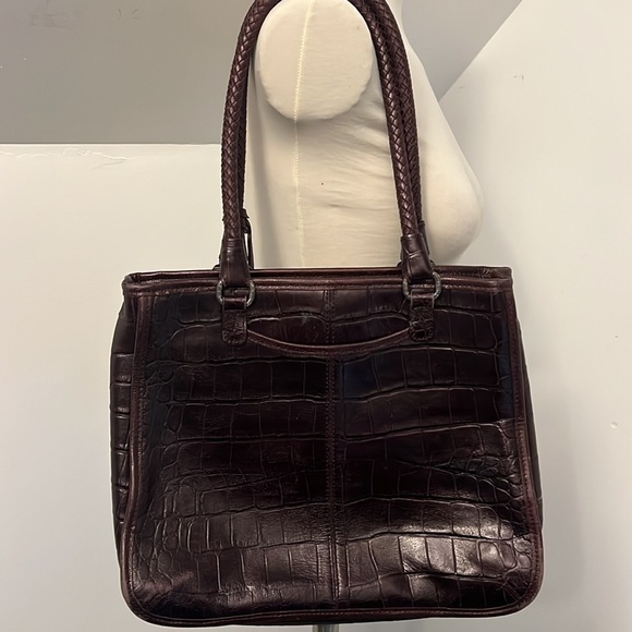 Brighton, Brown crocodile, print, leather shoulder bag - Picture 2 of 12